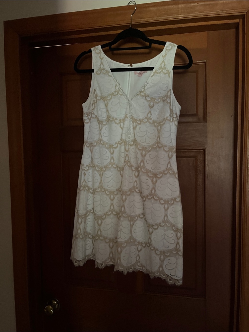 Lilly Pulitzer Sleeveless White Lace A-Line Dress with Scallop Detail